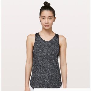 Lululemon Sculpt Top black, white flower racer top